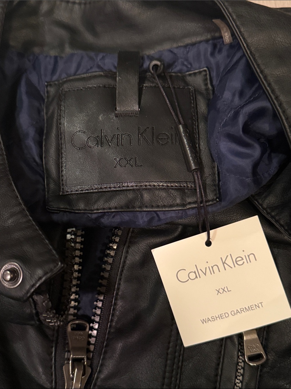 Calvin Klein Men's Black Leather Jacket Size XXL NWT - Picture 3 of 5